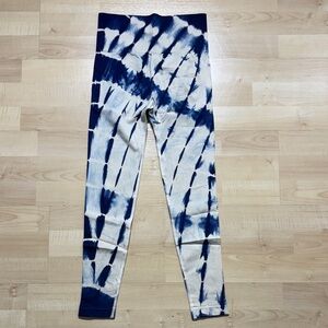 Navy and White Tie-Dye Women's Leggings